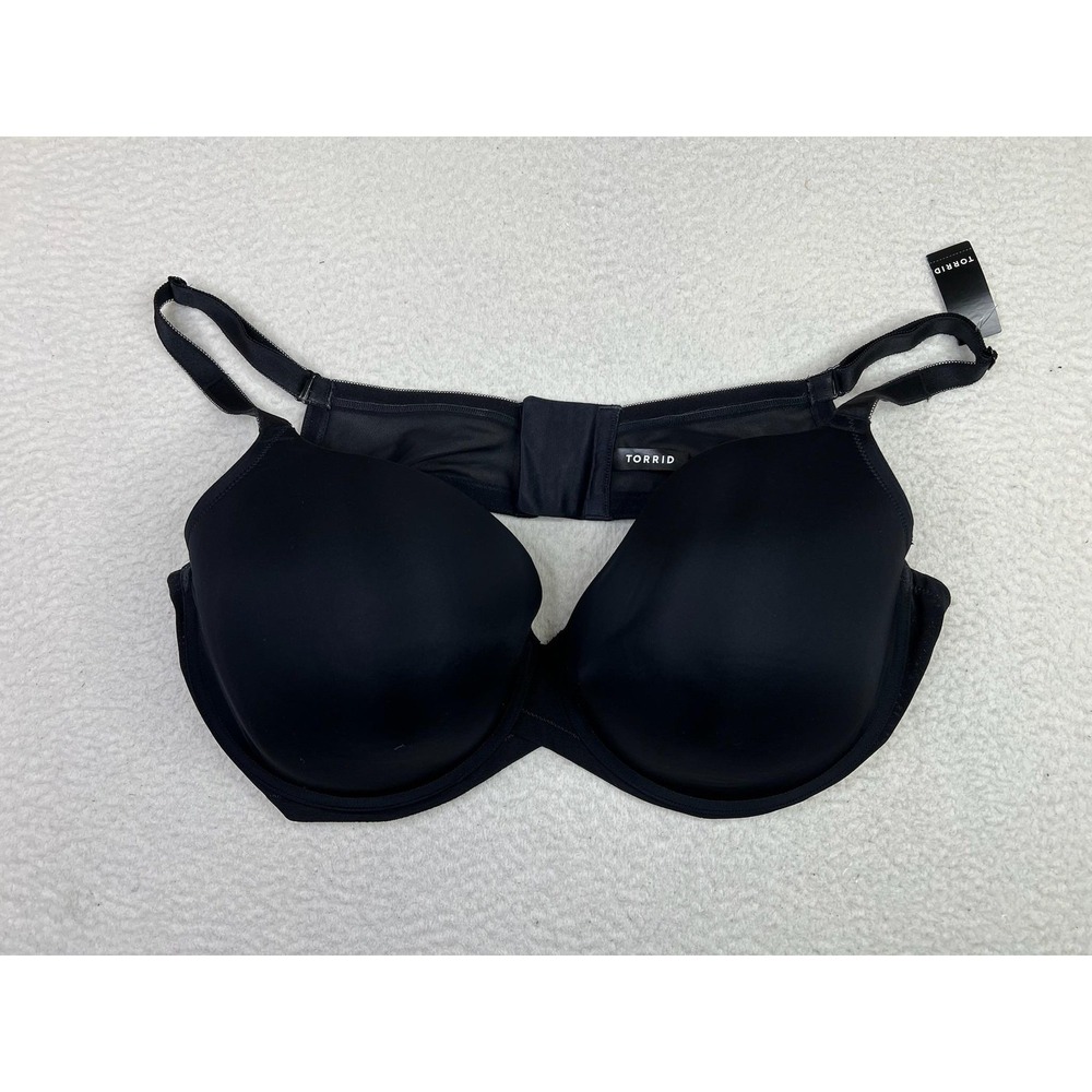 Torrid Plunge Bra Womens 46DDD‎ Black Lightly Lined T-Shirt Crossback 43105765